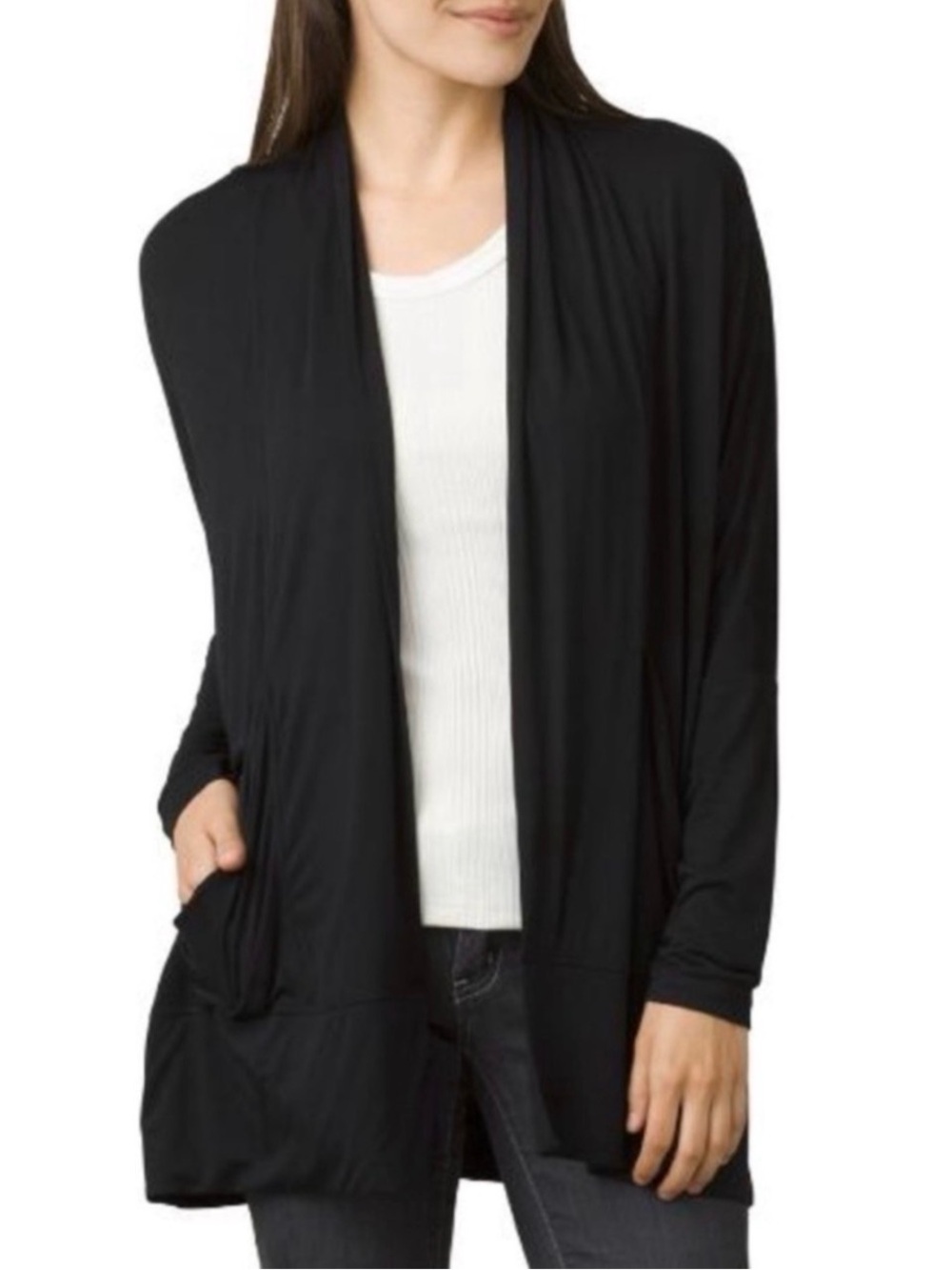 PrAna Foundation Wrap Open-Front Draped Cardigan. Size L